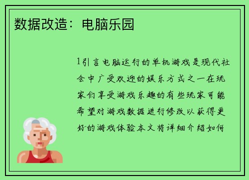 数据改造：电脑乐园